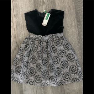Holiday black velvet gold dress